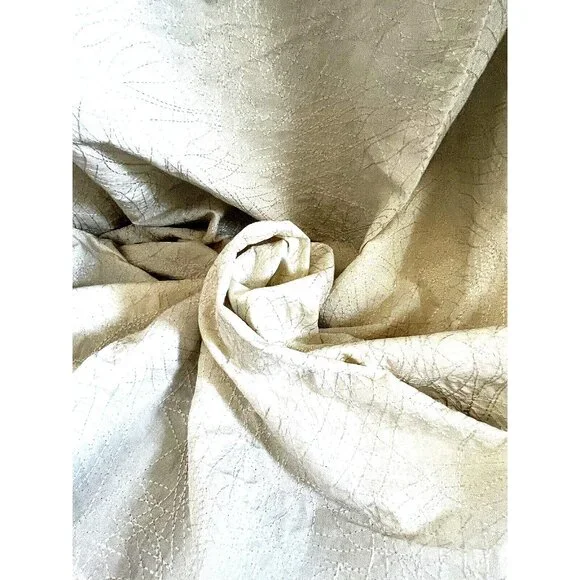 Designer White Fabric Drape Curtain One Panel Stitch Lines Abstract Pattern New